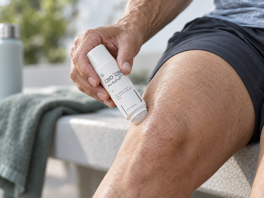 The Pro Roll-On roller gliding over the side of a knee