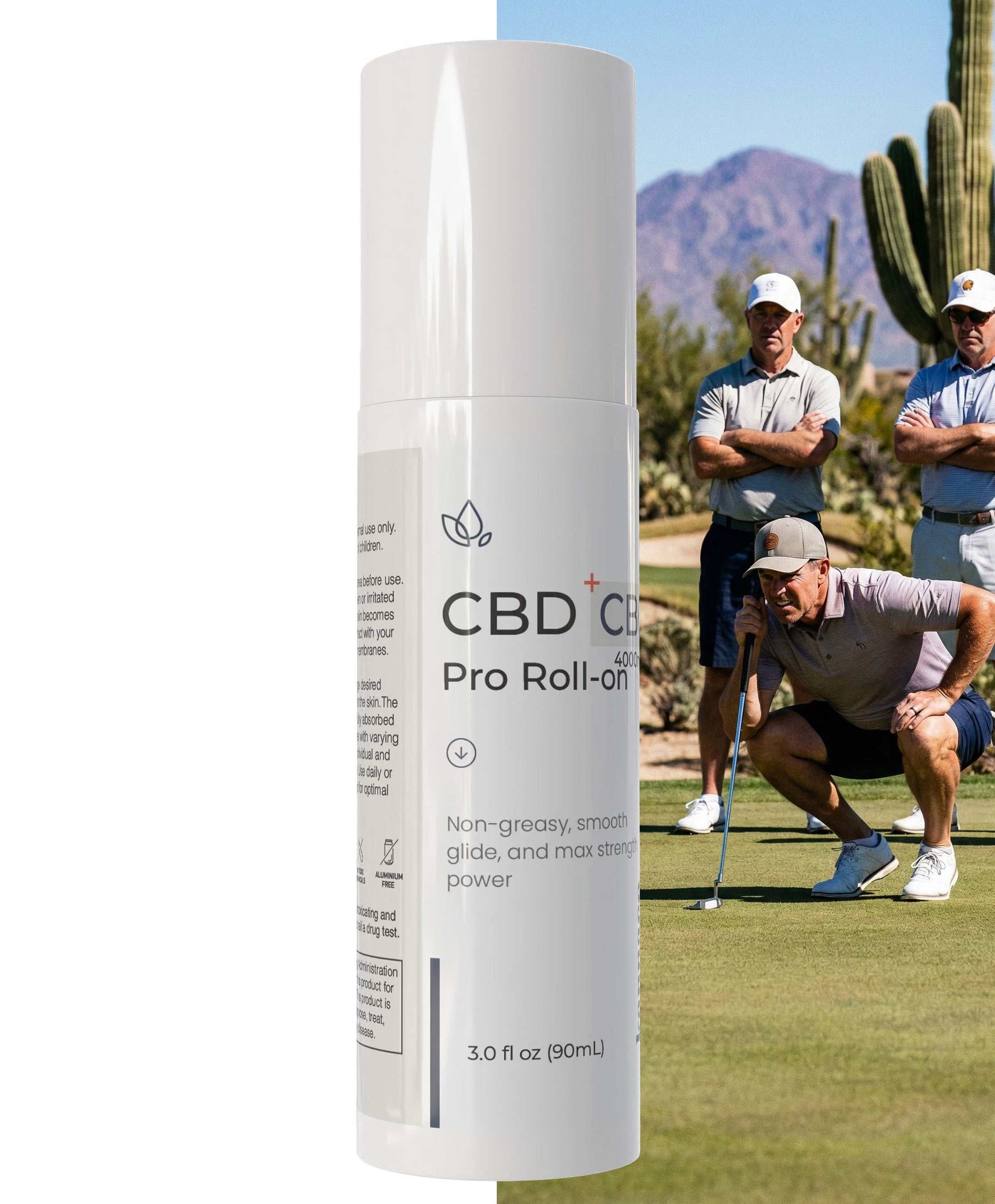 CBD Pro Roll-On bottle for targeted pain relief and conditioning with precision rollerball application