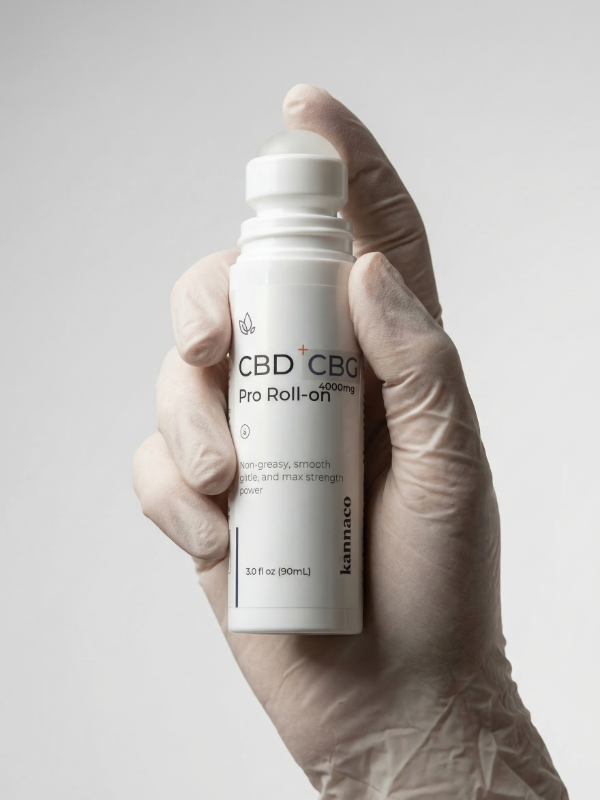 Kannaco CBD Pro Roll-On used by practitioner with gloved hand in clinic