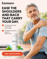 Kannaco Cooling Cream easing shoulders and back for a man