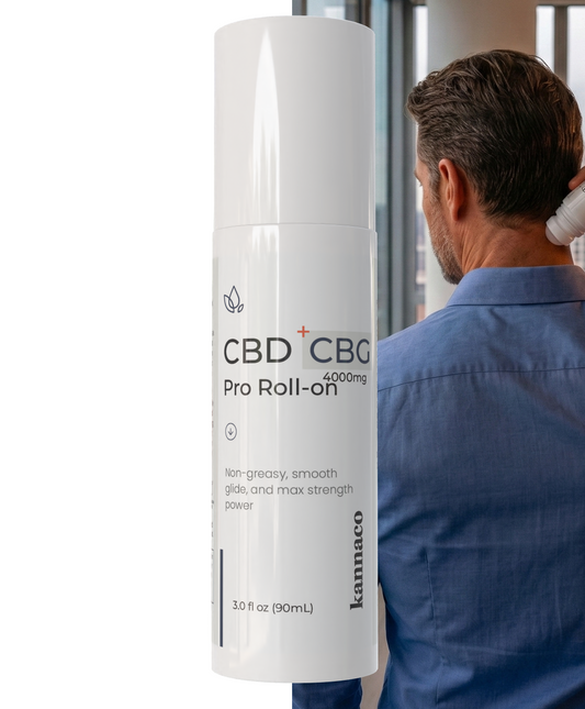 Pro Roller-on applicator targeting tight muscles with mess-free cooling relief and THC-free formula